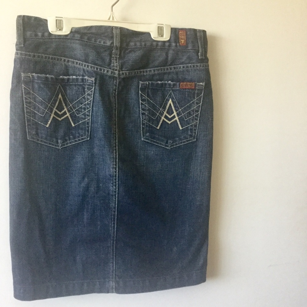 7fam knee length denim skirt gently used